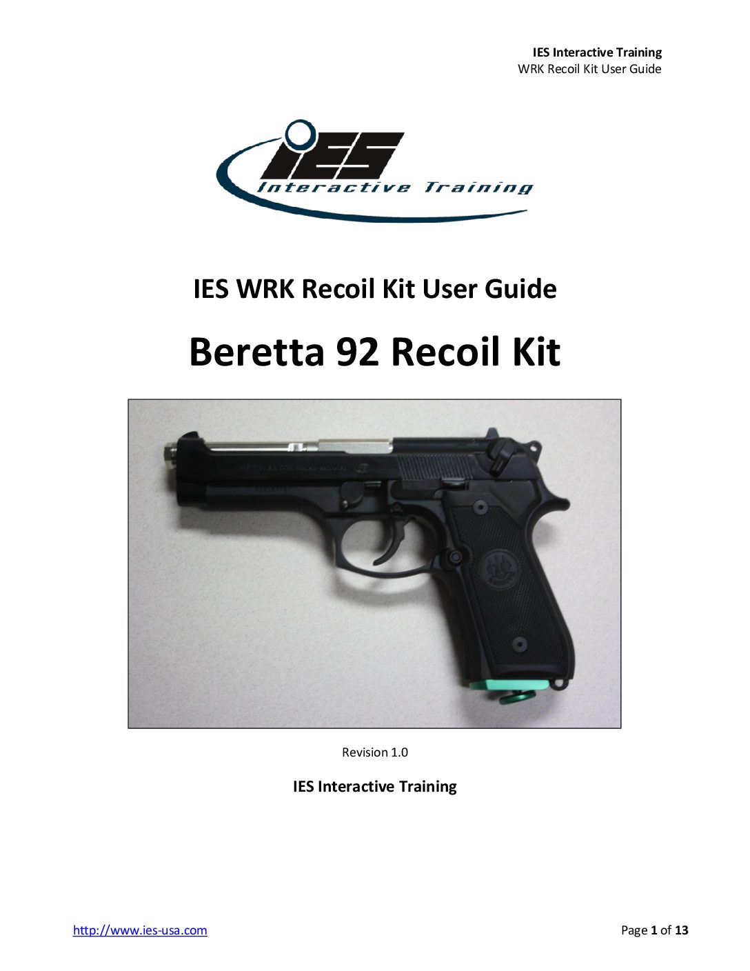 Beretta 92 WRK Recoil Kit User Guide