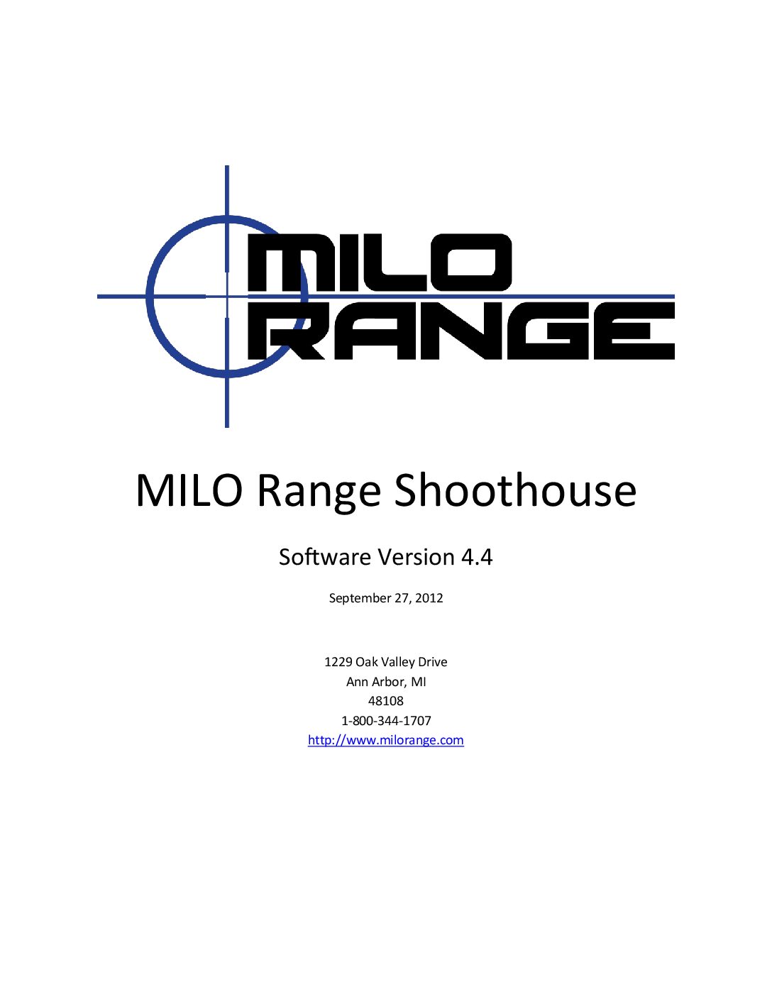 MILO Range ShootHouse Software User Guide
