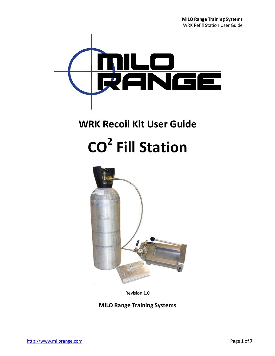 MILO Range Training Systems CO2 WRK Recoil Kit Refill Station User Guide v1