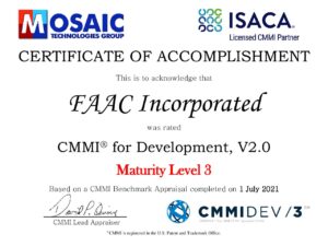 Accomplishment Certificate Maturity Level 3 CMMI-DEV 2021